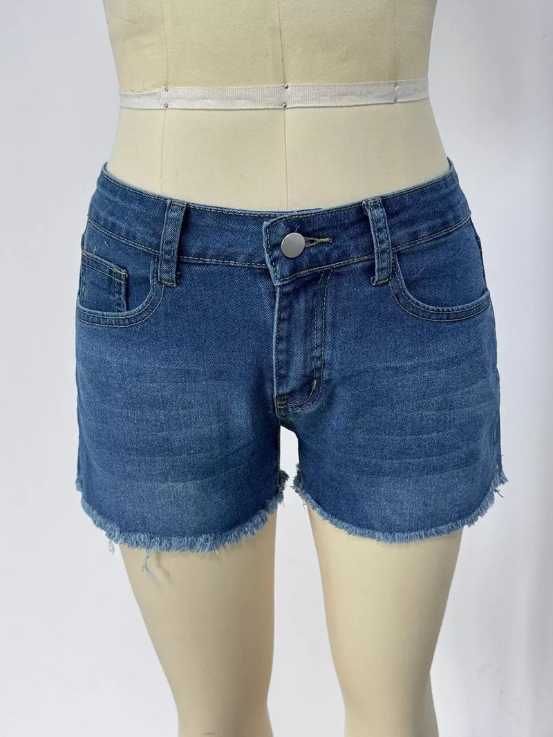 Raw Hem Denim Shorts 6