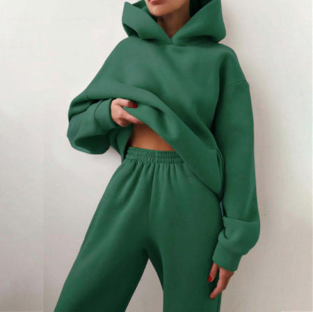 Mira Hooded Lounge Set — Dark Green