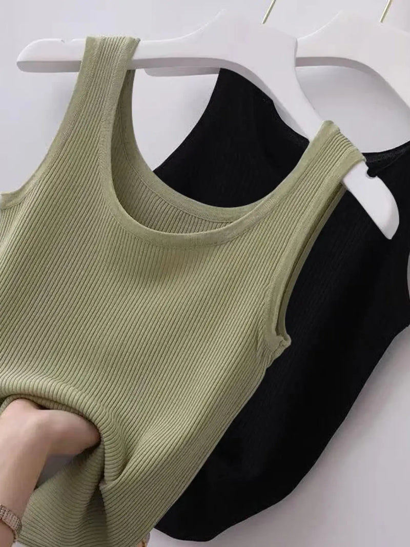 Plus Size Ribbed Knit Scoop Neck Tank Top 3
