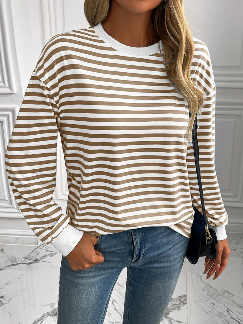 Ivy Lane Striped Round Neck Long Sleeve Sweatshirt 1
