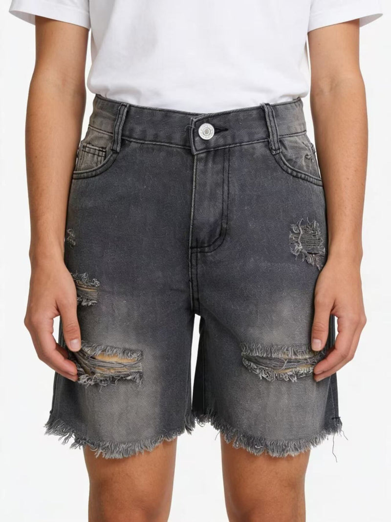 Full Size Ripped Frayed Hem Denim Shorts Plus Size 4