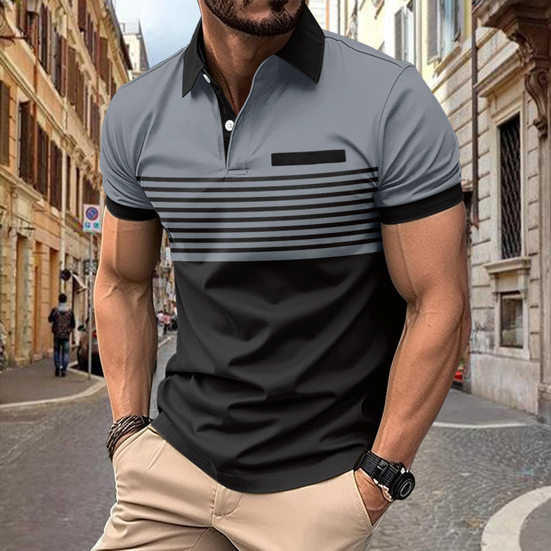 Owen Striped Chest-Pocket Shirt — Gray