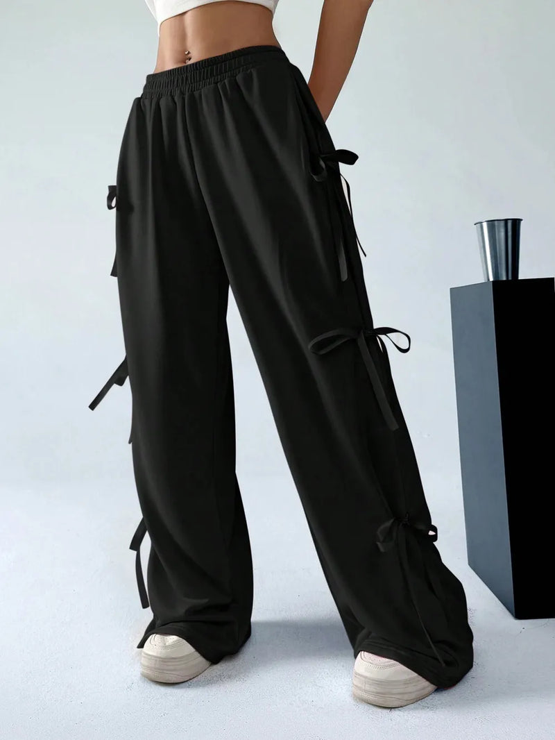 Cargo Wide Leg Pants with Side Tie Details 5