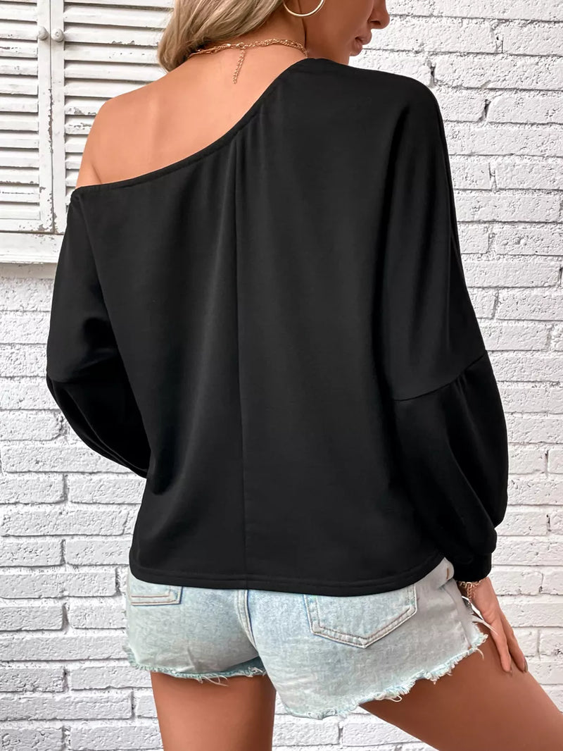 One-Shoulder Long Sleeve Casual Sweatshirt 5