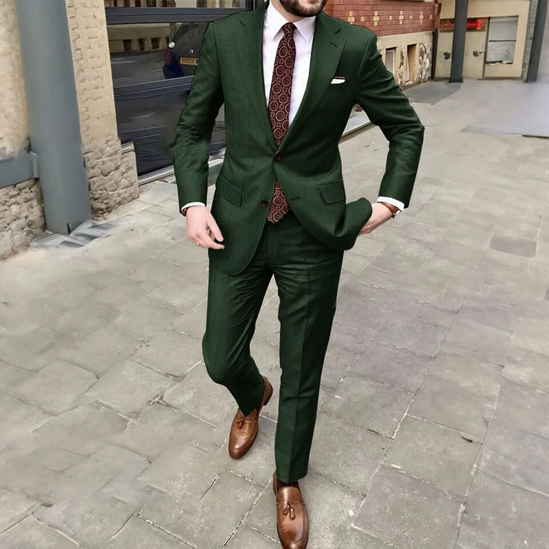 Everett Slim Business Suit — Dark Green