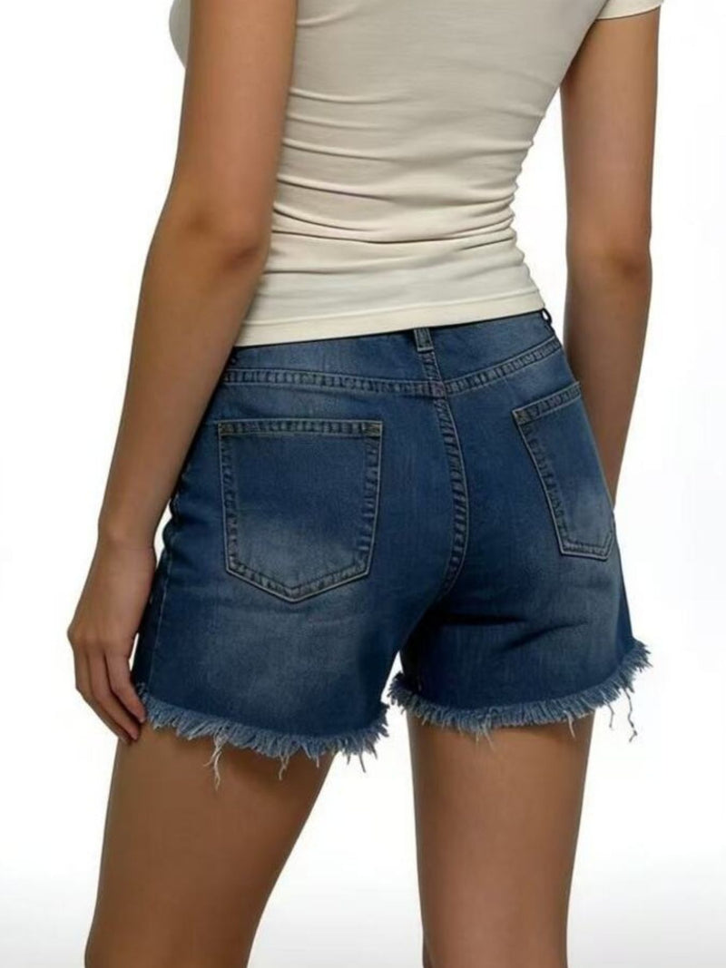 Distressed Frayed Hem Denim Shorts 6