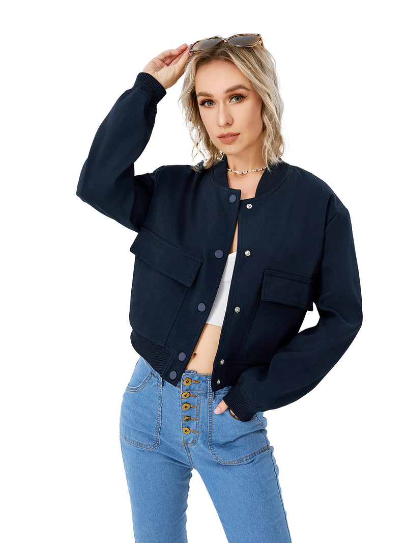 Wren Khaki Bomber Jacket — Navy