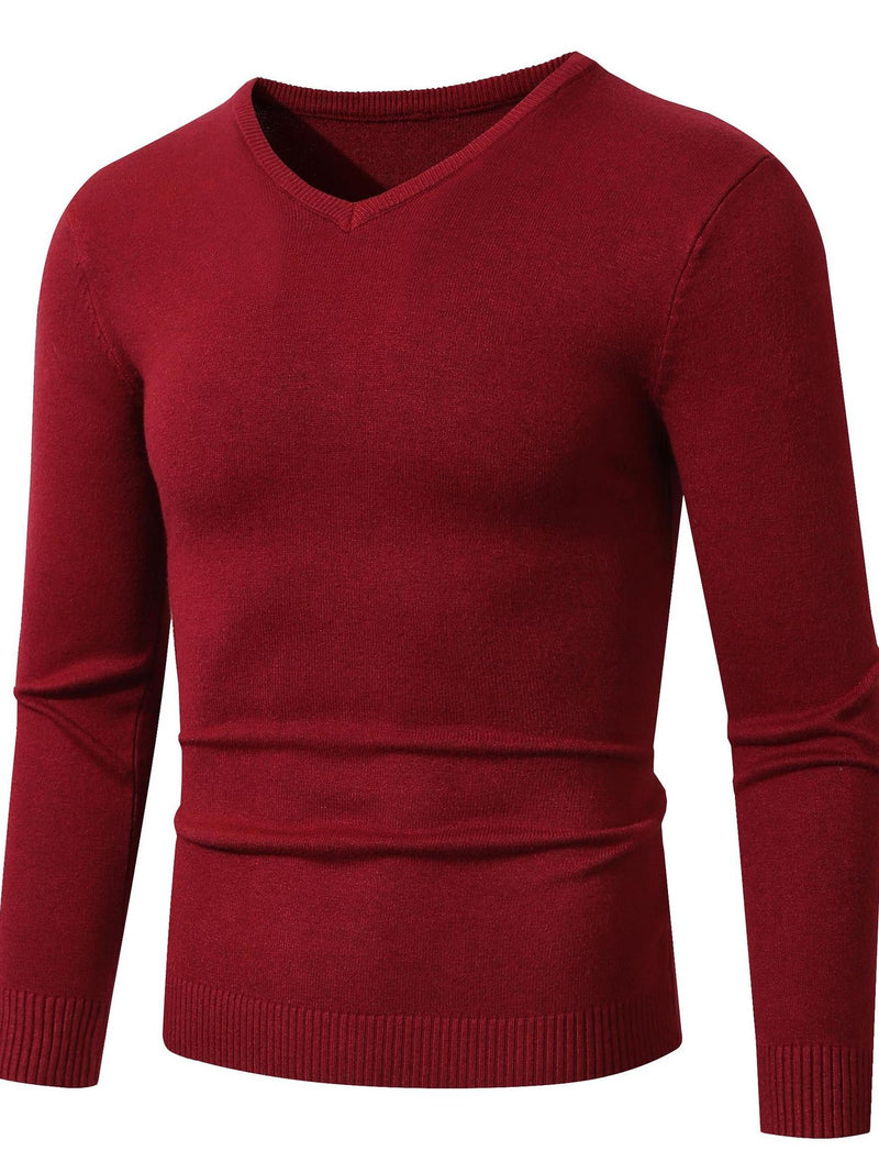 Men's Plus Size Ribbed Hem Long Sleeve Sweater | Hazel & June Wine Red