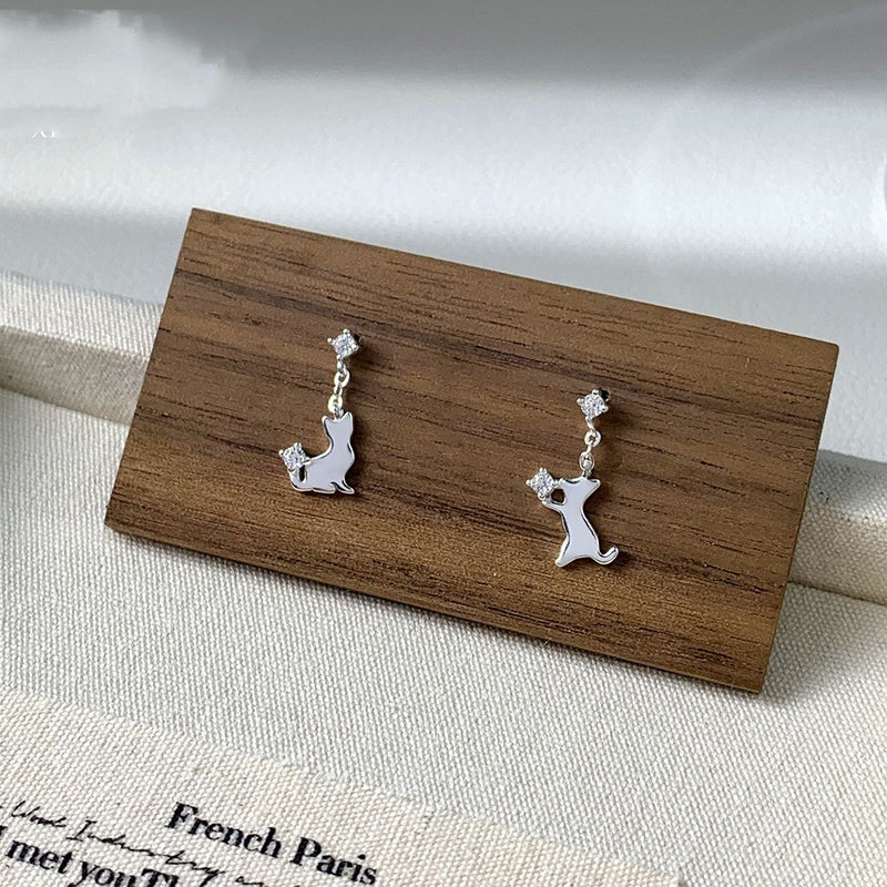 Mila Silver Kitten Studs 4