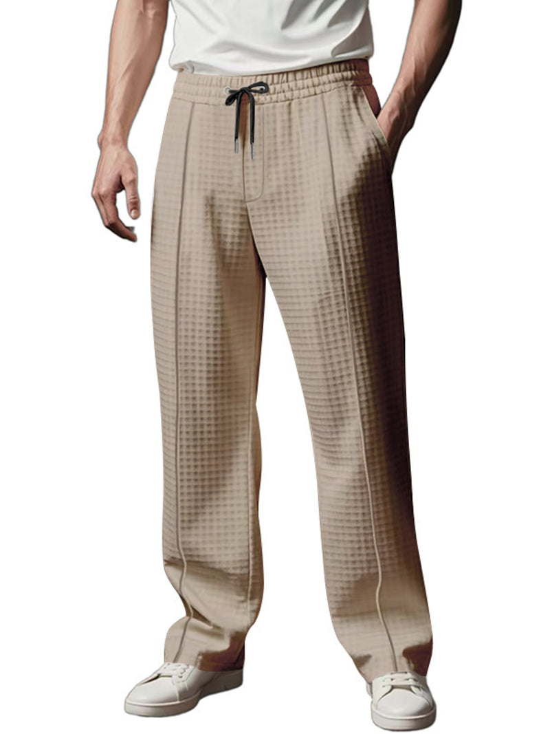Men's Full Size Textured Drawstring Casual Pants Plus Size 9