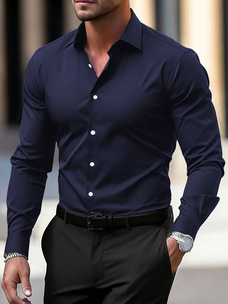 Adrian Navy Button-Down Shirt in Navy Blue