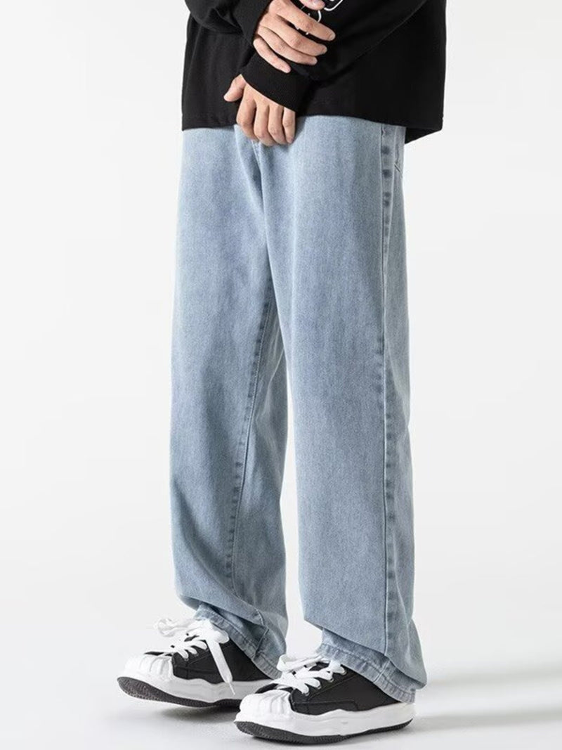 Men's Full Size Wash Wide Leg Jeans Plus Size | Hazel & June Light