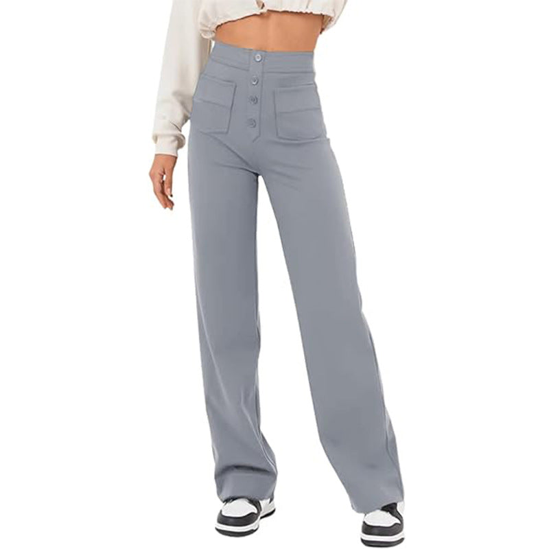 Zadie High Waist Wide Leg Pants — Gray