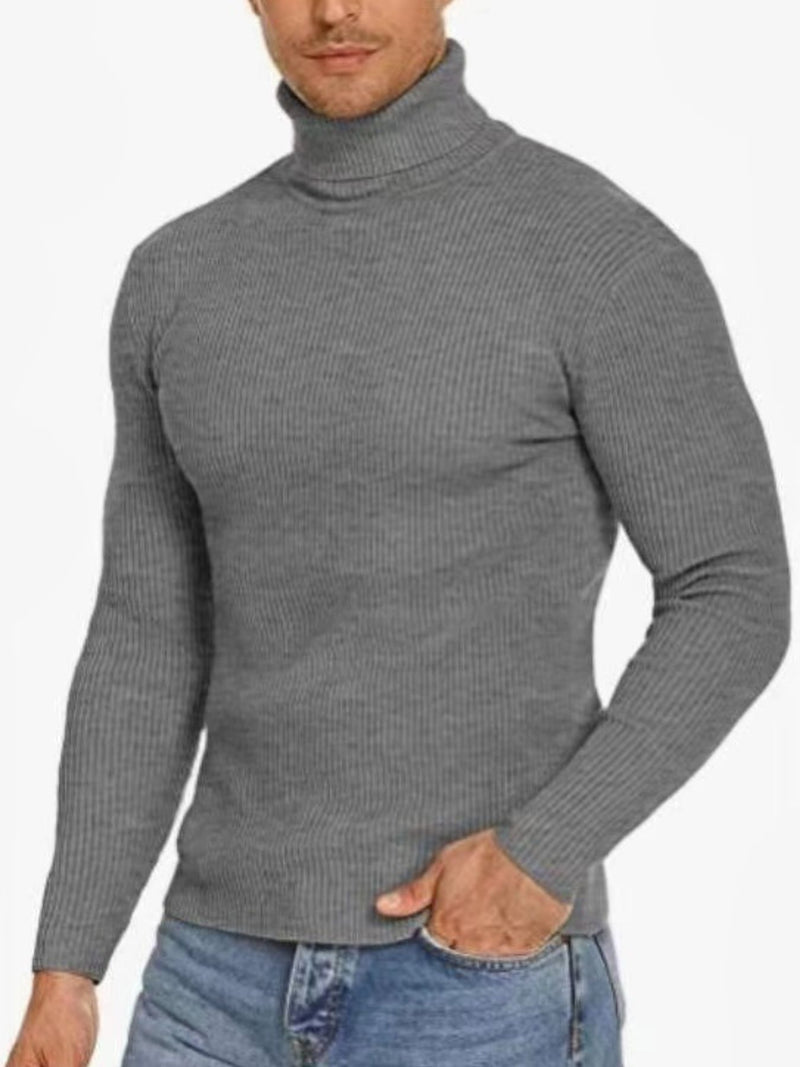 Men's Plus Size Ribbed Turtleneck Long Sleeve Sweater 5
