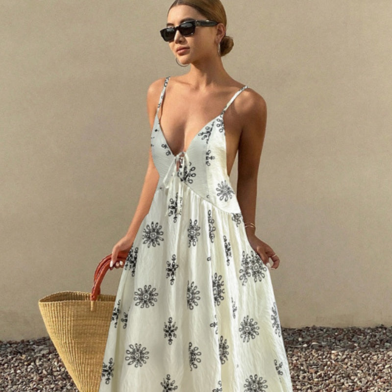 Embroidered Medallion Slip Maxi