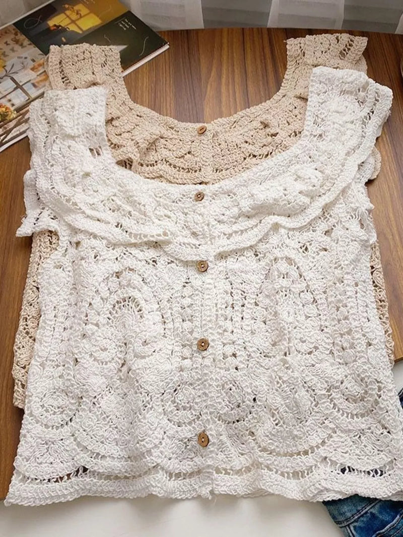 Crochet Lace Button Up Cardigan 7