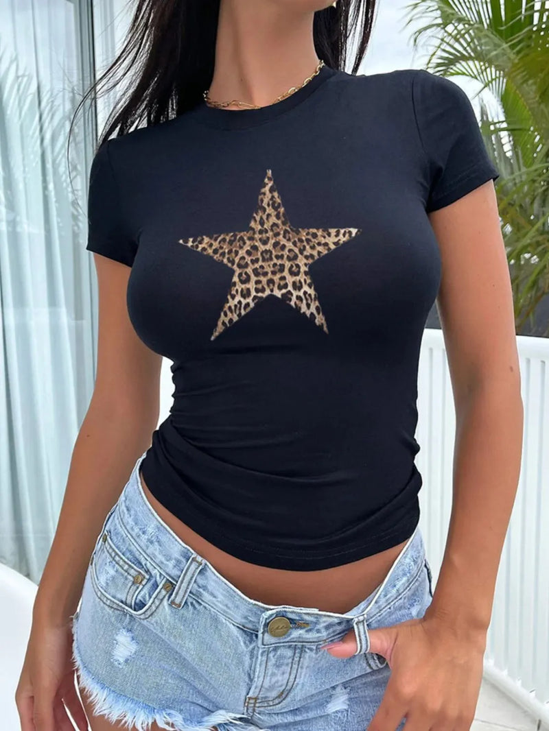 Devine Star Round Neck Short Sleeve T-Shirt 4