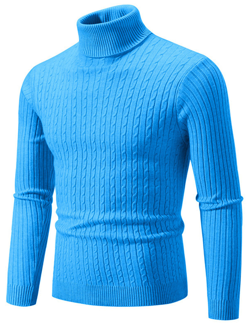 Men's Plus Size Ribbed Turtleneck Long Sleeve Sweater 7