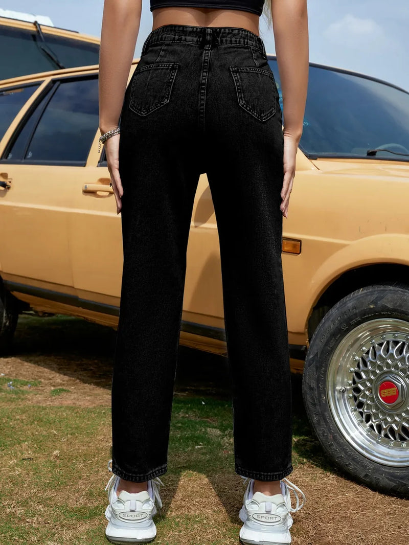 Straight Leg Jeans with Pockets 3