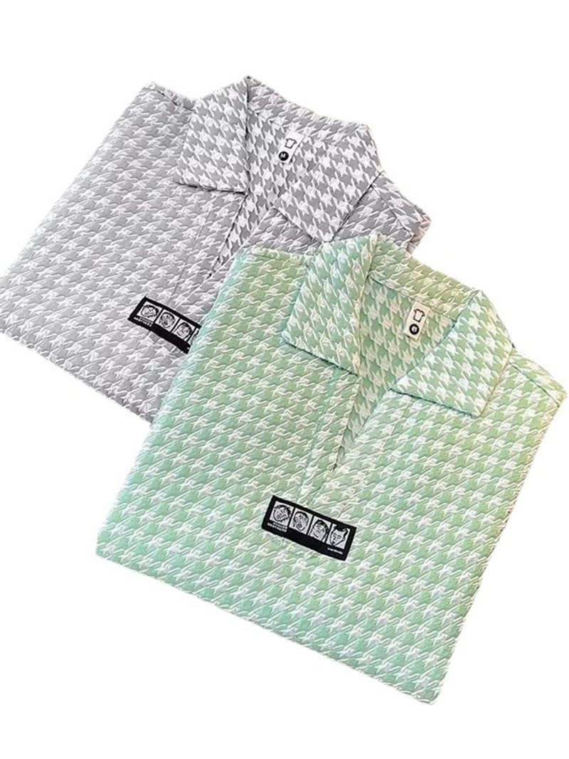 Men's Plus Size Houndstooth Pattern Short Sleeve Polo Shirt 5