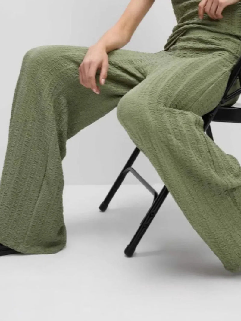 Round Neck Cap Sleeve Top and Pants Set 7