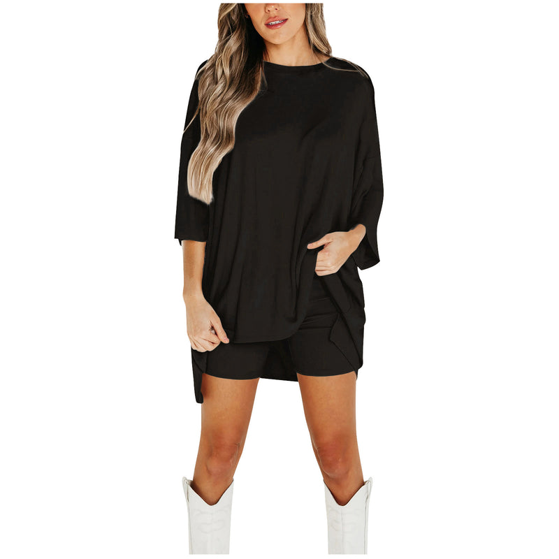 Mina Tee Short Set — Black