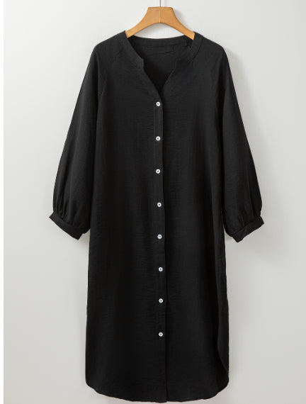 Long Black Linen Duster Kimono