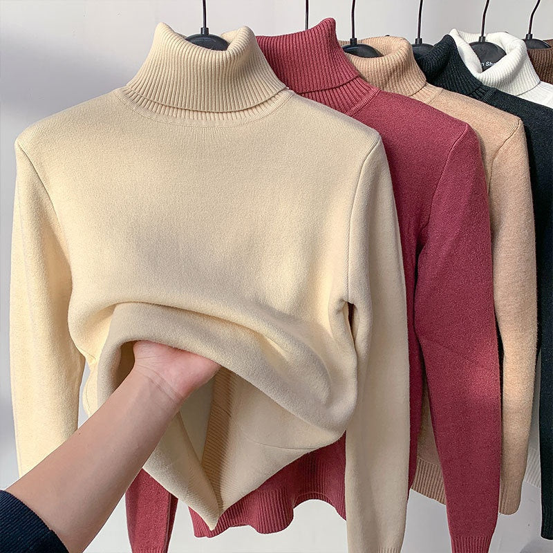 Talia Fleece Turtleneck Sweater — Apricot