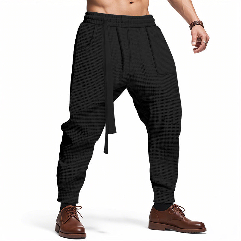 Nico Waffle Track Pants — Black