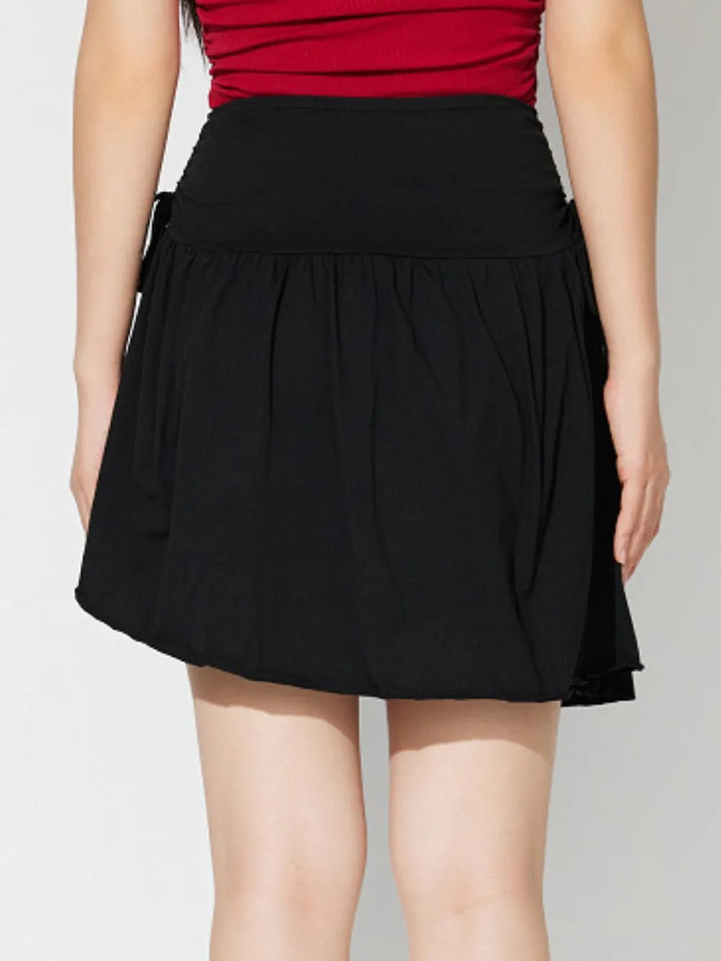 Side Tie Asymmetric Hem Mini Skirt 2