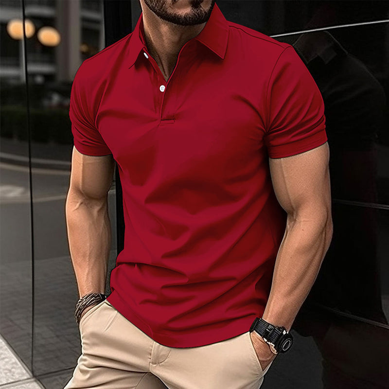 Forest Button Polo Shirt — Red