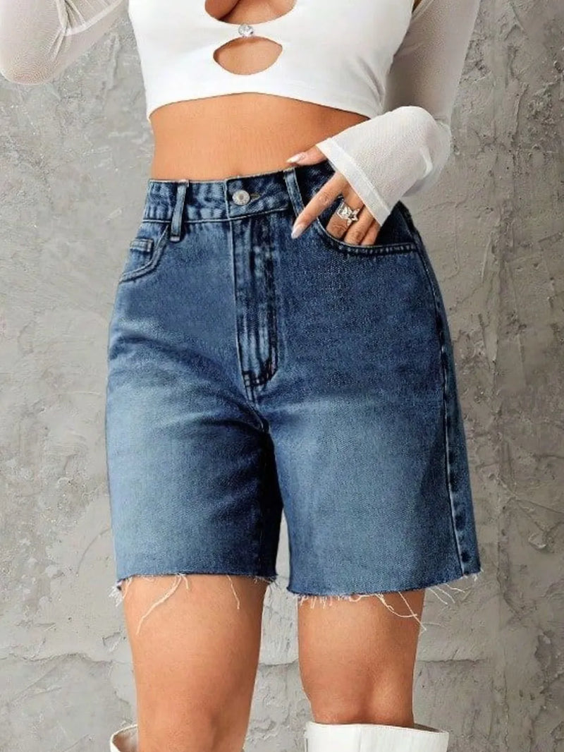 Frayed Hem Denim Shorts 3