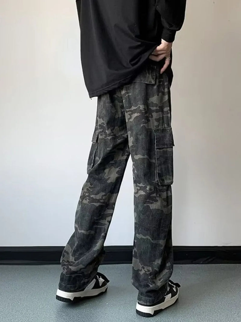 Men's Full Size Camouflage Wide Leg Cargo Jeans Plus Size 4