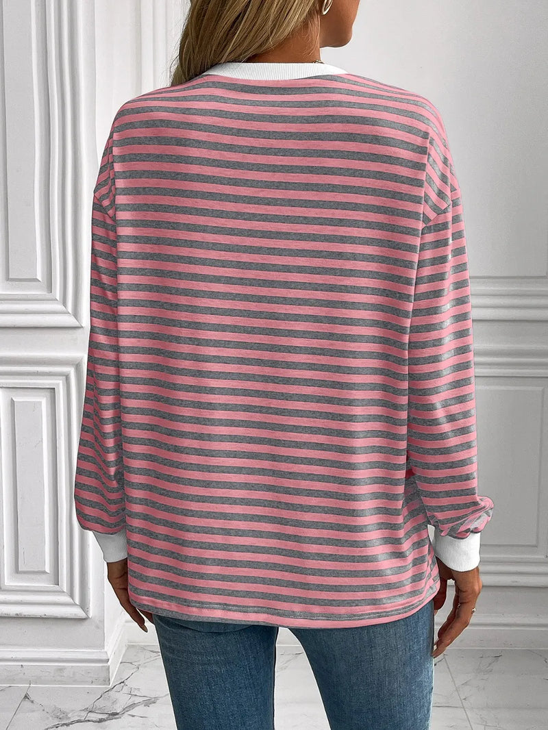 Ivy Lane Striped Round Neck Long Sleeve Sweatshirt 7