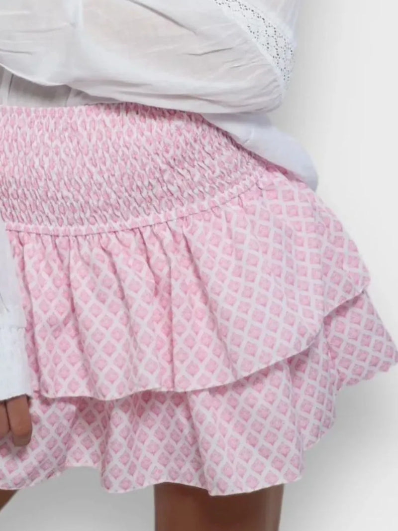 Smocked Wideband Waist Layered Mini Skirt 3