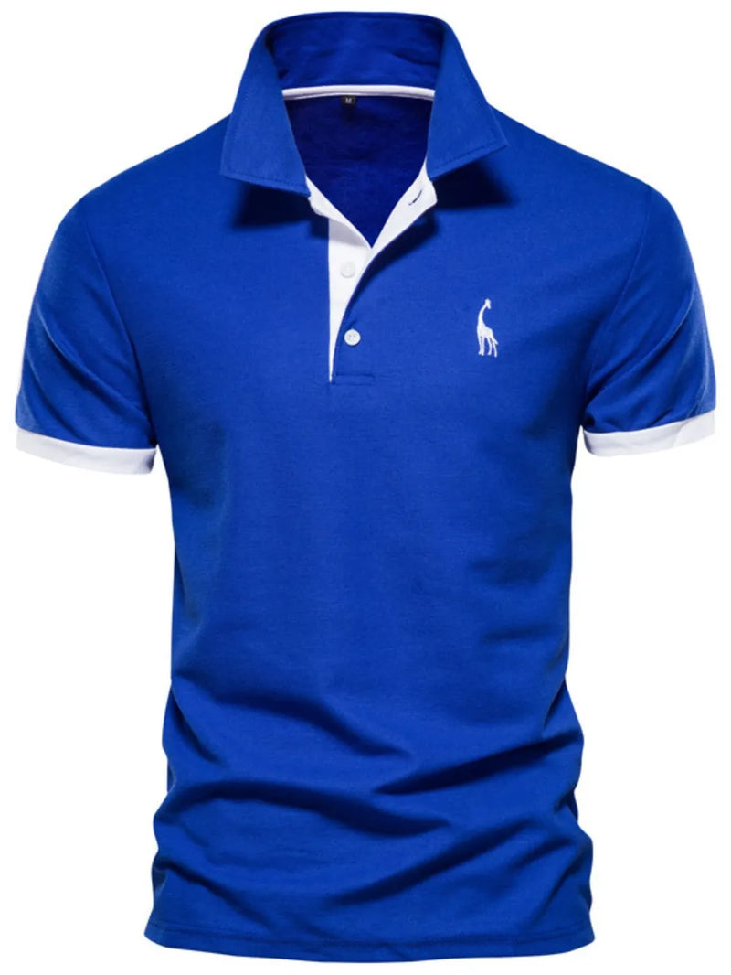 Men's Full Size Contrast Trim Classic Polo Shirt Plus Size | Hazel & June Blue