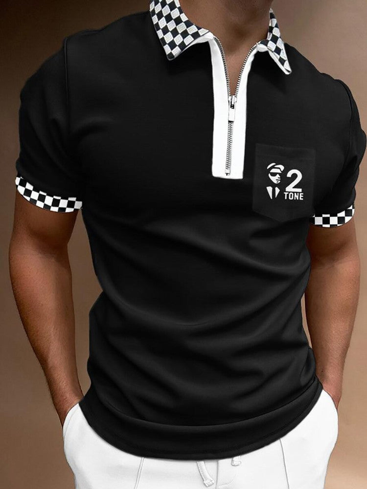 Silas Printed Stripe Polo Tee — POLOS53