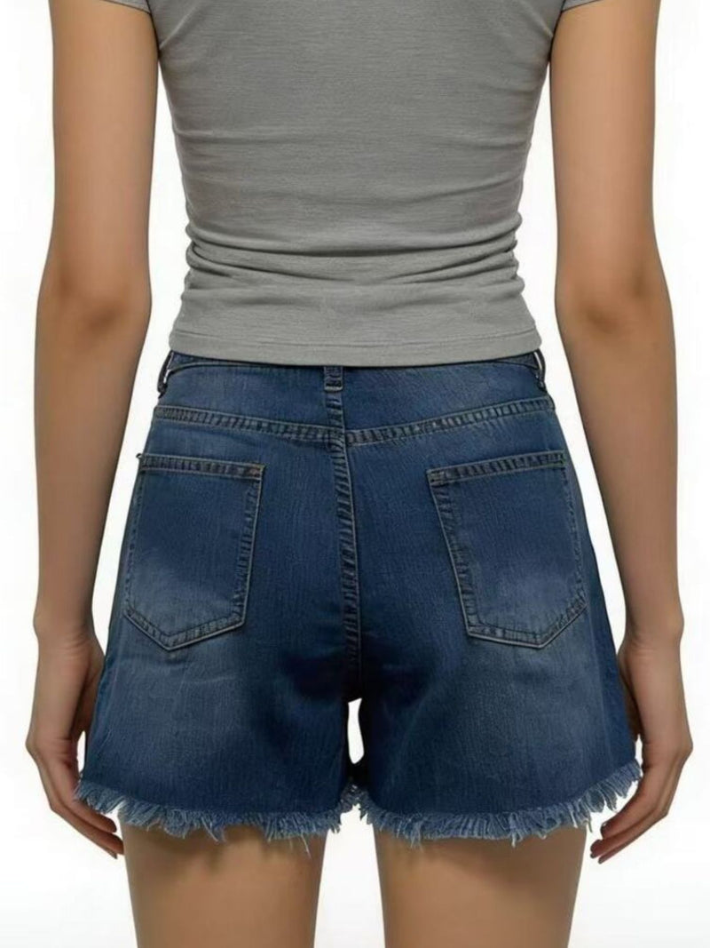 Distressed Frayed Hem Denim Shorts 8
