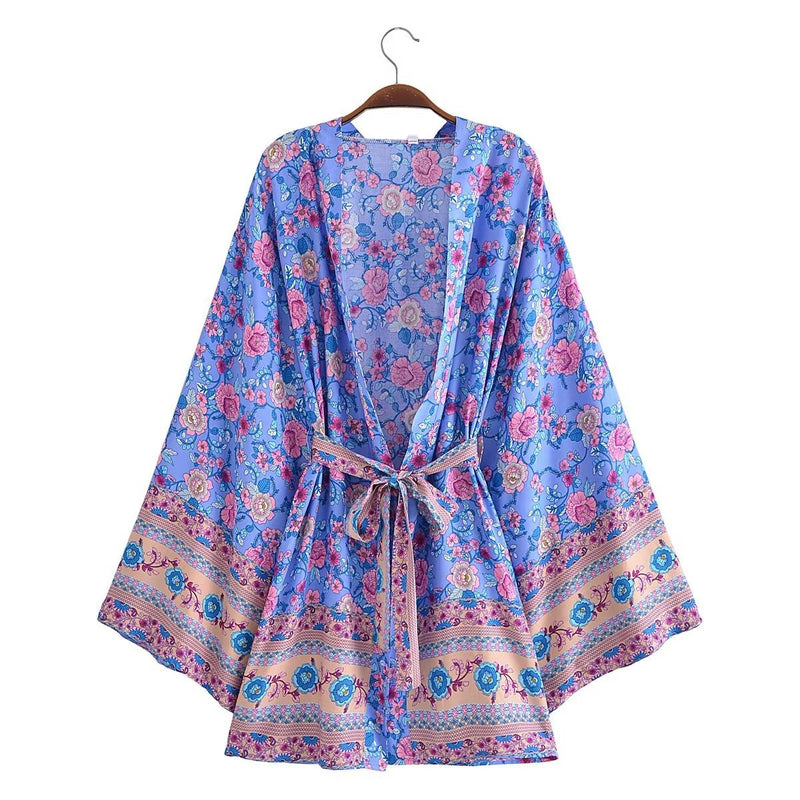 Sage Floral Paisley Boho Kimono 1