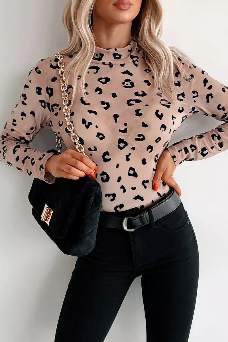 Leopard Print Sheer Mesh Bodysuit 3