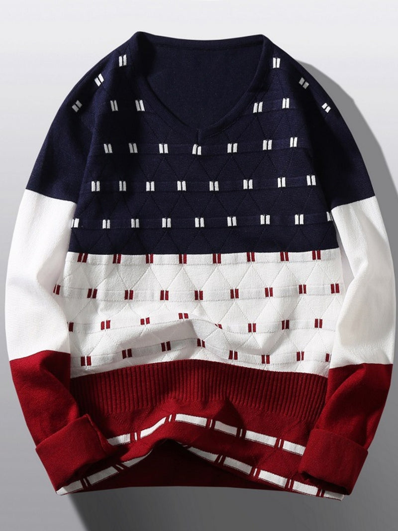 Men's V-Neck Long Sleeve Sweater Navy