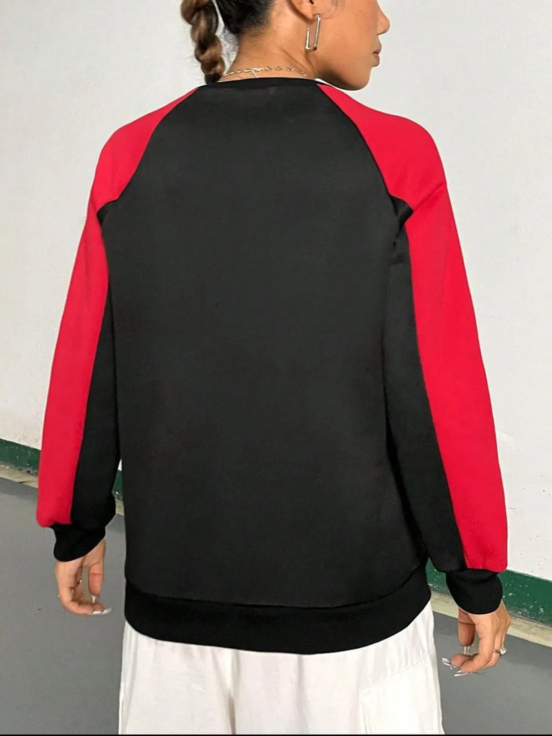 Letter Graphic Round Neck Long Sleeve Sweatshirt 3