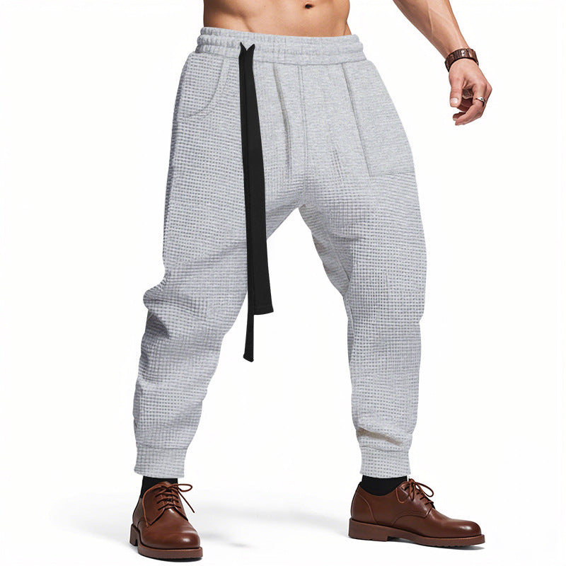 Nico Waffle Track Pants — Light Gray