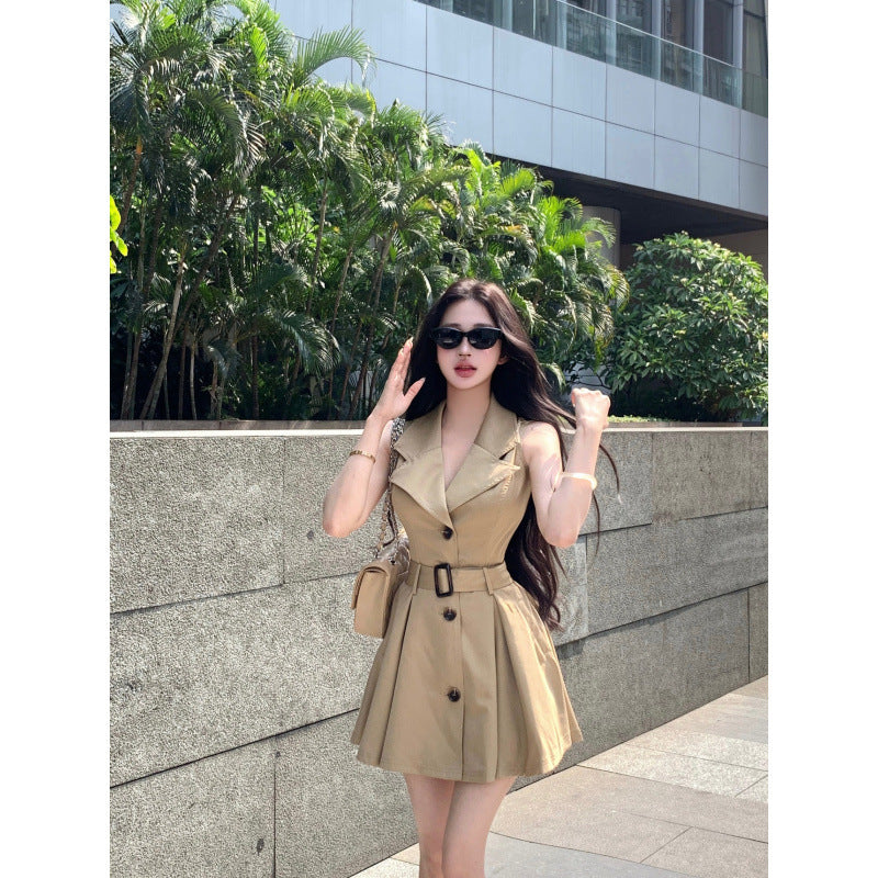 Khaki Dress-style Coat Belted Trench Coat 4