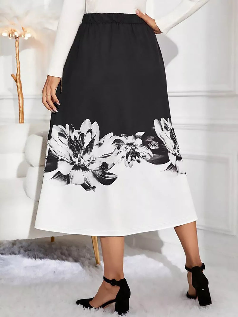Floral Print A-Line Midi Skirt 5