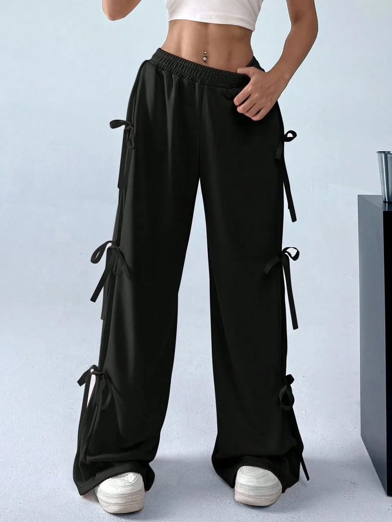 Cargo Wide Leg Pants with Side Tie Details 2