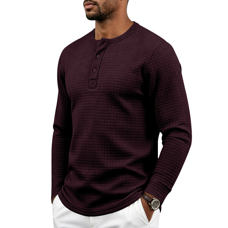 Jacquard Plaid Henley 3