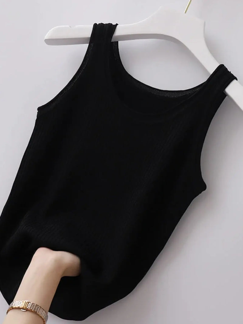 Plus Size Ribbed Knit Scoop Neck Tank Top 8