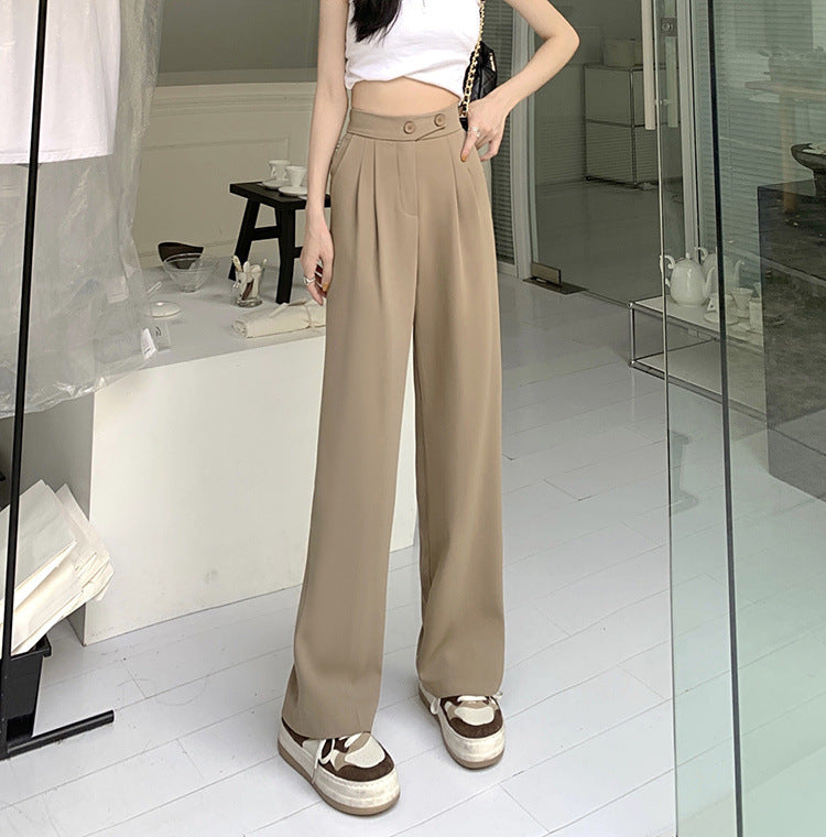 Clara Drape Wide Leg Pants — Khaki