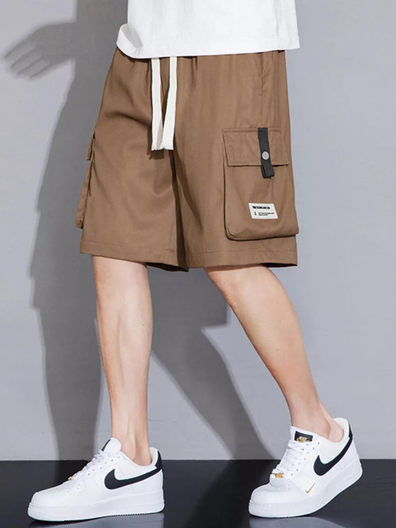 Men's Plus Size Casual Cargo Shorts with Drawstring 8